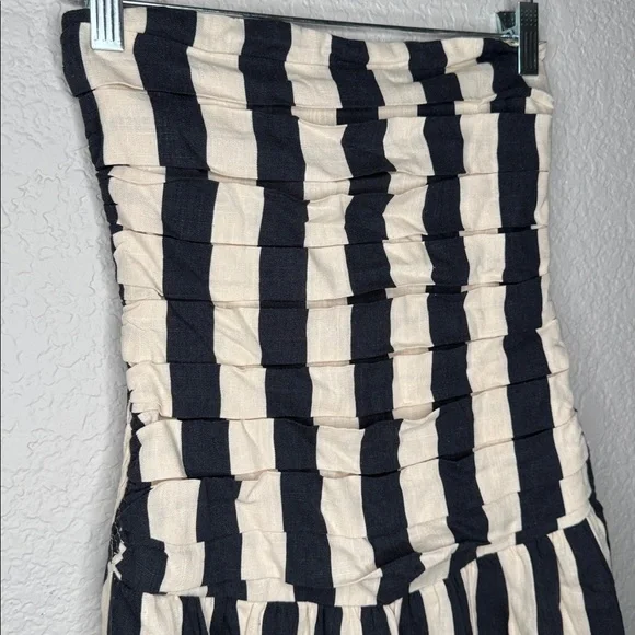 NWT Moon River Stripe Ruched Strapless Midi Dress Vacation Beach Size Small - Picture 4 of 8